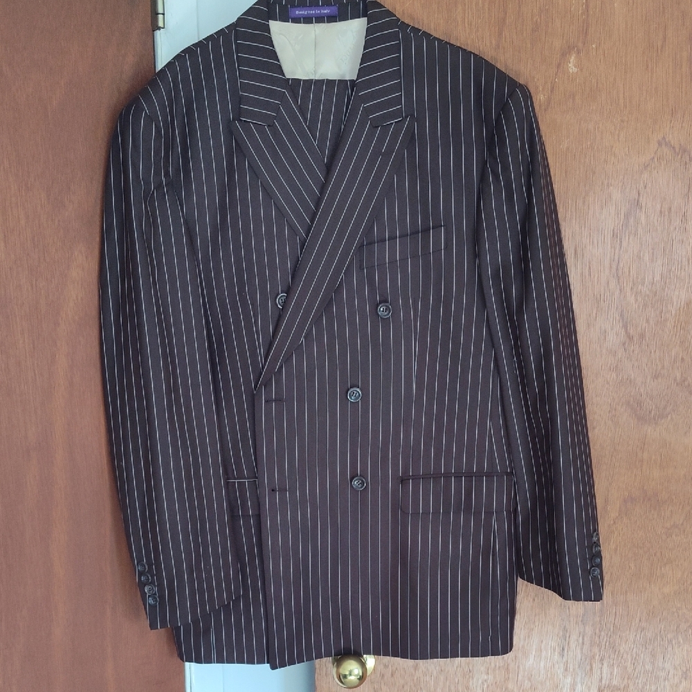 Elegant Brown Pinstripe Men's Suit